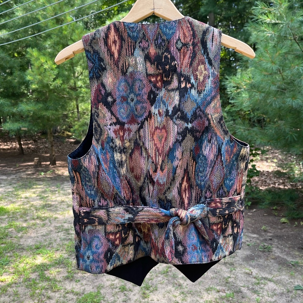 90s American Trendsetter Woven Tapestry Vest Size M Boho Western - Picture 4 of 9